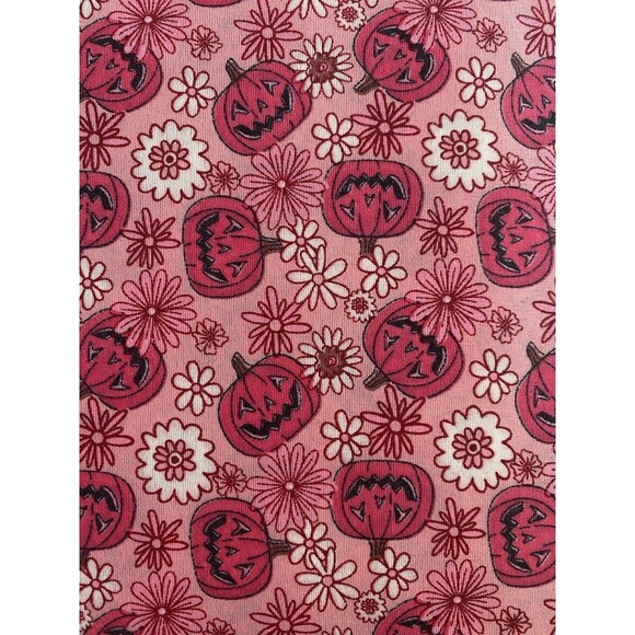 Jack O’Lantern Lane Twin Sheet Set Pink Pumpkins Flowers 3 Piece Halloween - Picture 2 of 3